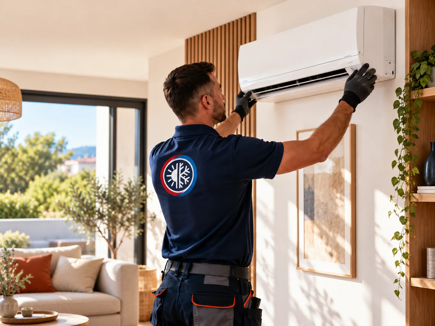Technicien Maintenance Narbonnaise en intervention sur une climatisation